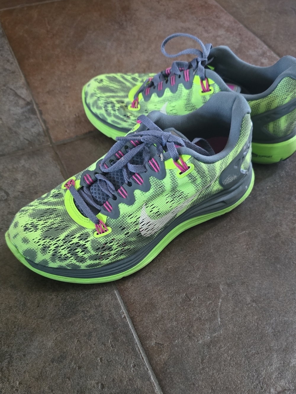 Kids Neon Green Athletic Sneakers - Gray Accents